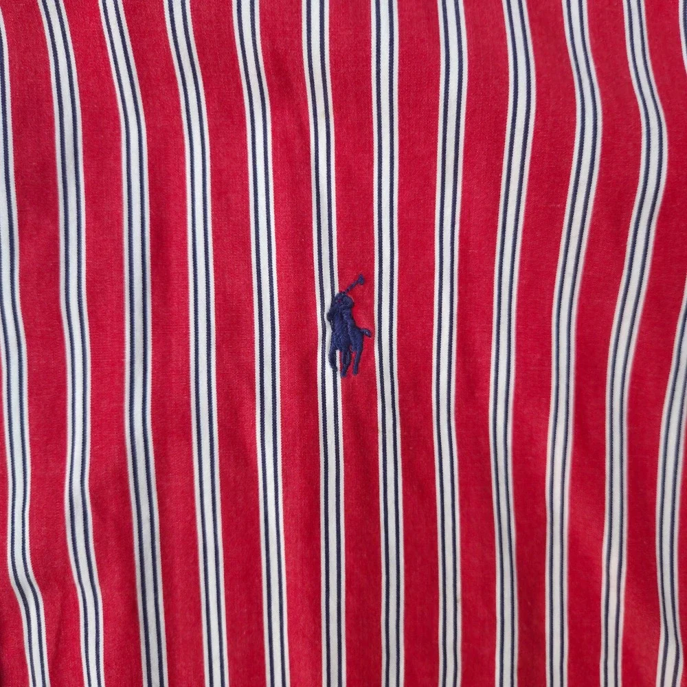 Ralph Lauren Mens Blake Button Down Shirt XL Red White Blue Striped Cotton